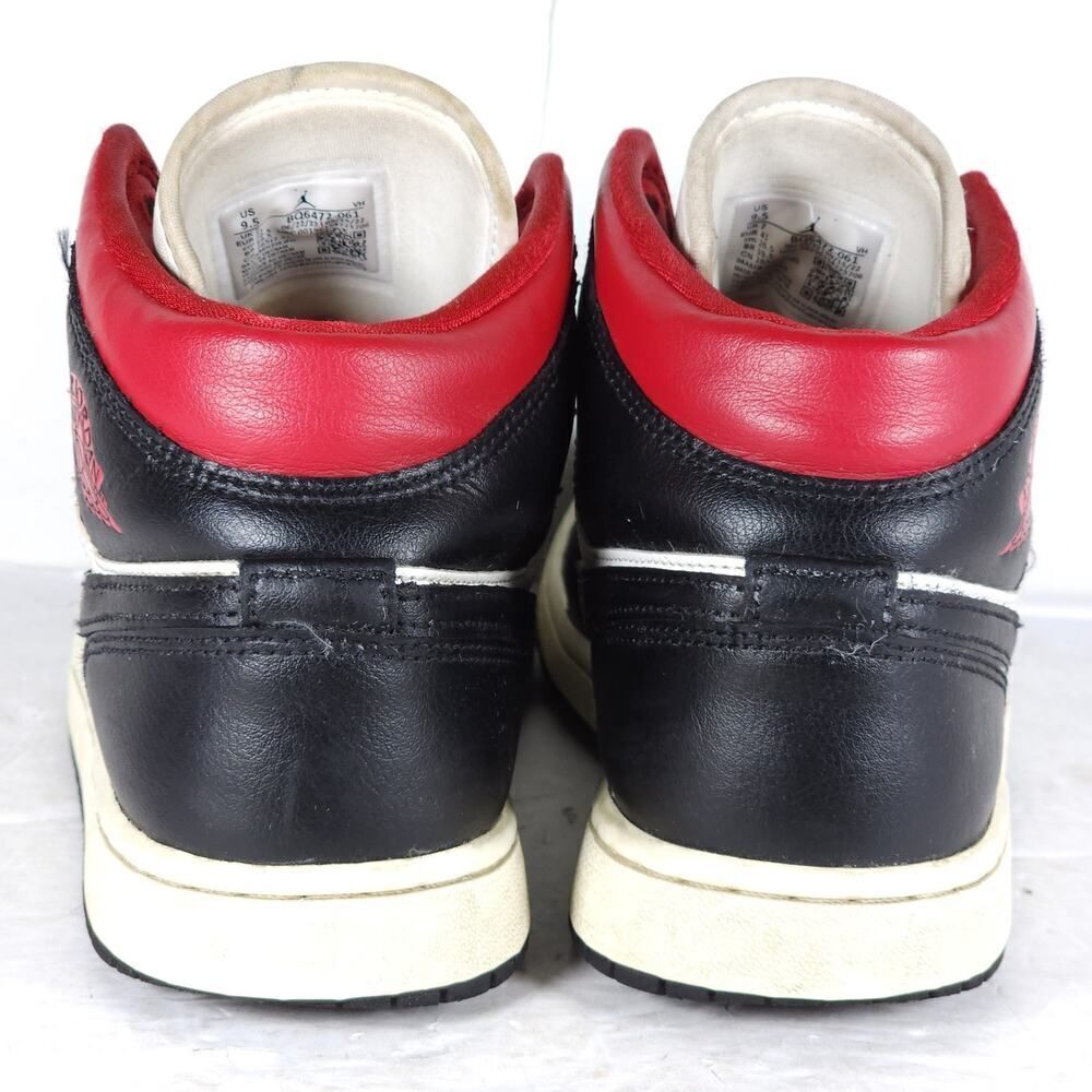Nike Women’s Jordan 1 US9,5 Black Sail Gym Red Mid Top Sneakers Shoes BQ6472-061 - Picture 10 of 16